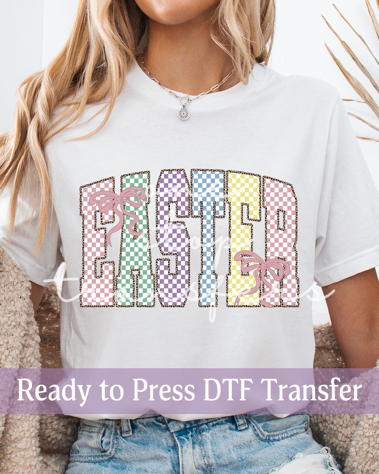 Pastel Checker Coquette Varsity Easter - Ready to Press DTF Transfers