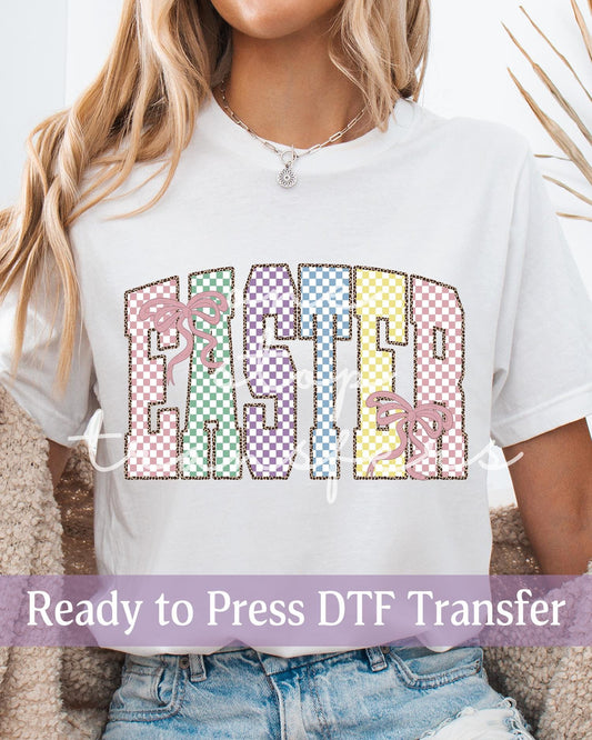 Pastel Checker Coquette Varsity Easter - Ready to Press DTF Transfers