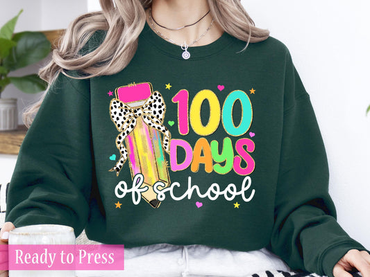 Coquette Pencil 100 Days of School  - Ready to Press DTF Transfers