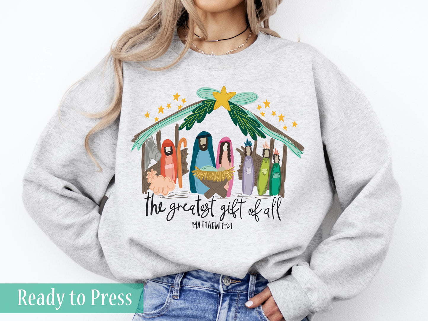 The Greatest Gift Of All Matthew 1:21  - Ready to Press DTF Transfers