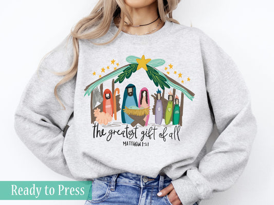 The Greatest Gift Of All Matthew 1:21  - Ready to Press DTF Transfers