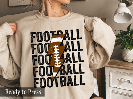 Stacked Football Lightning - Ready to Press DTF Transfers