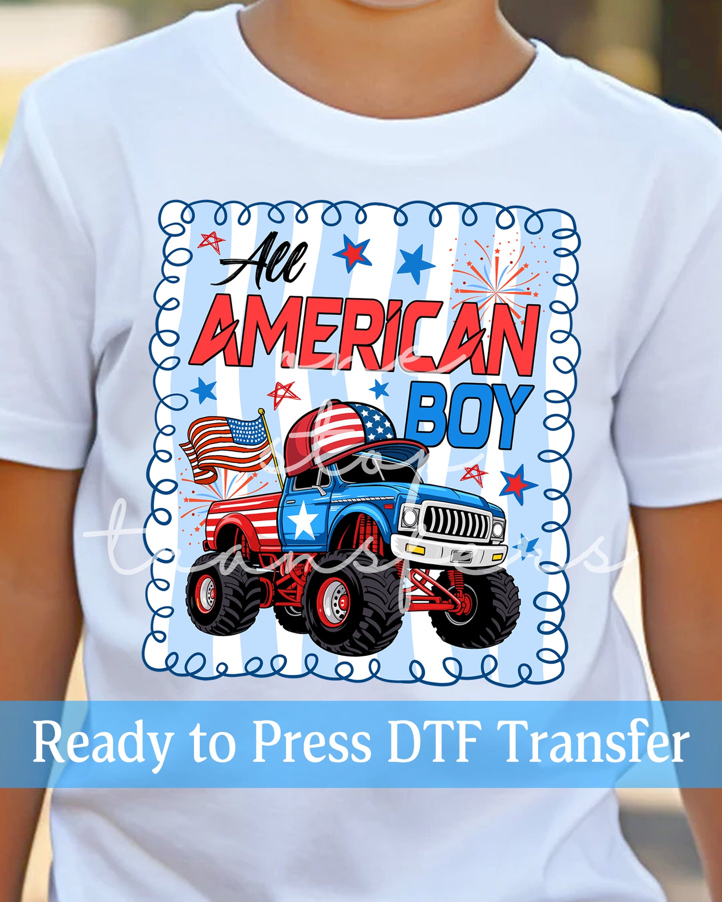 All American Boy Monster Truck - Ready to Press DTF Transfers