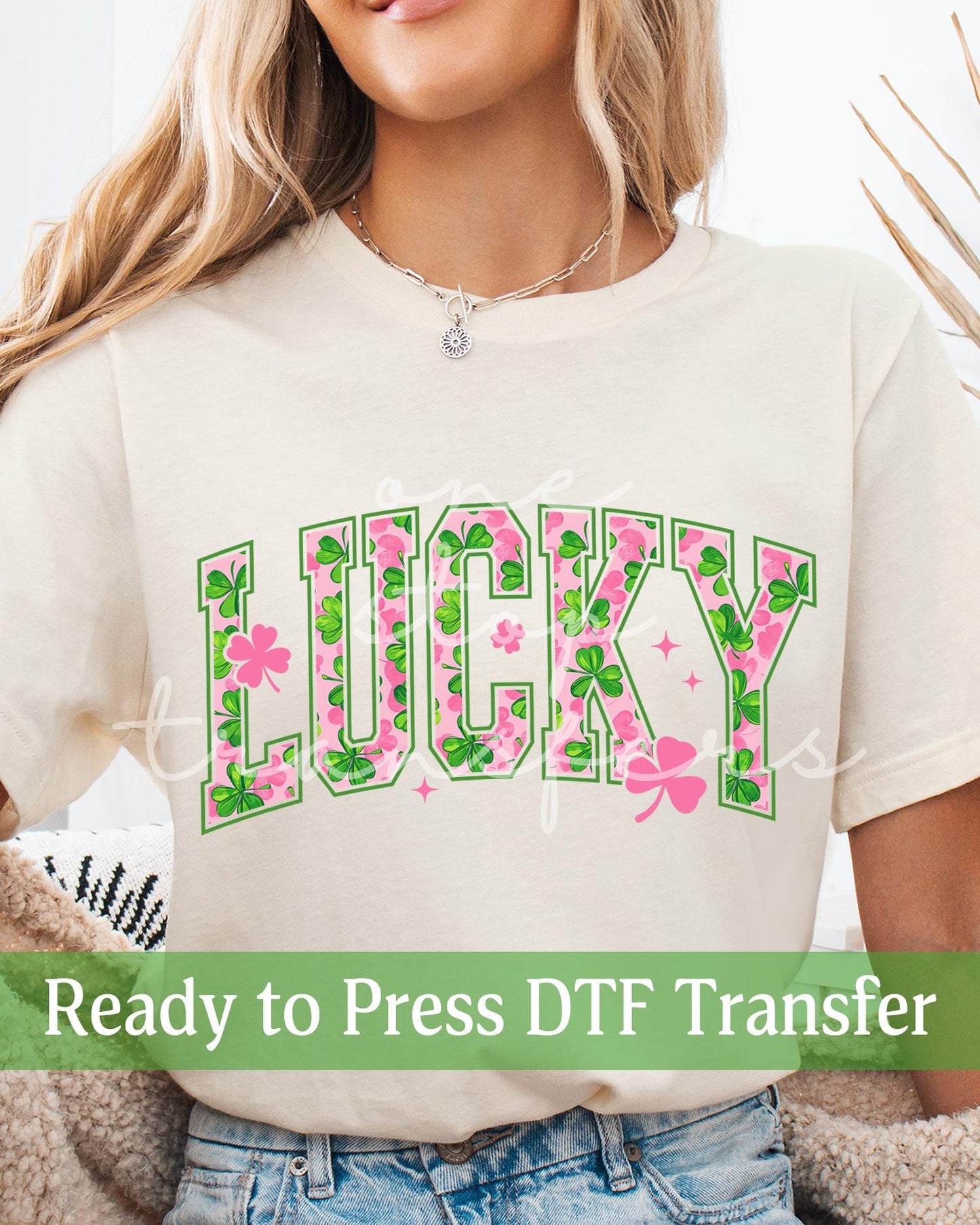 St. Patrick's Day LUCKY Pink and Green Shamrocks - Ready to Press DTF Transfers