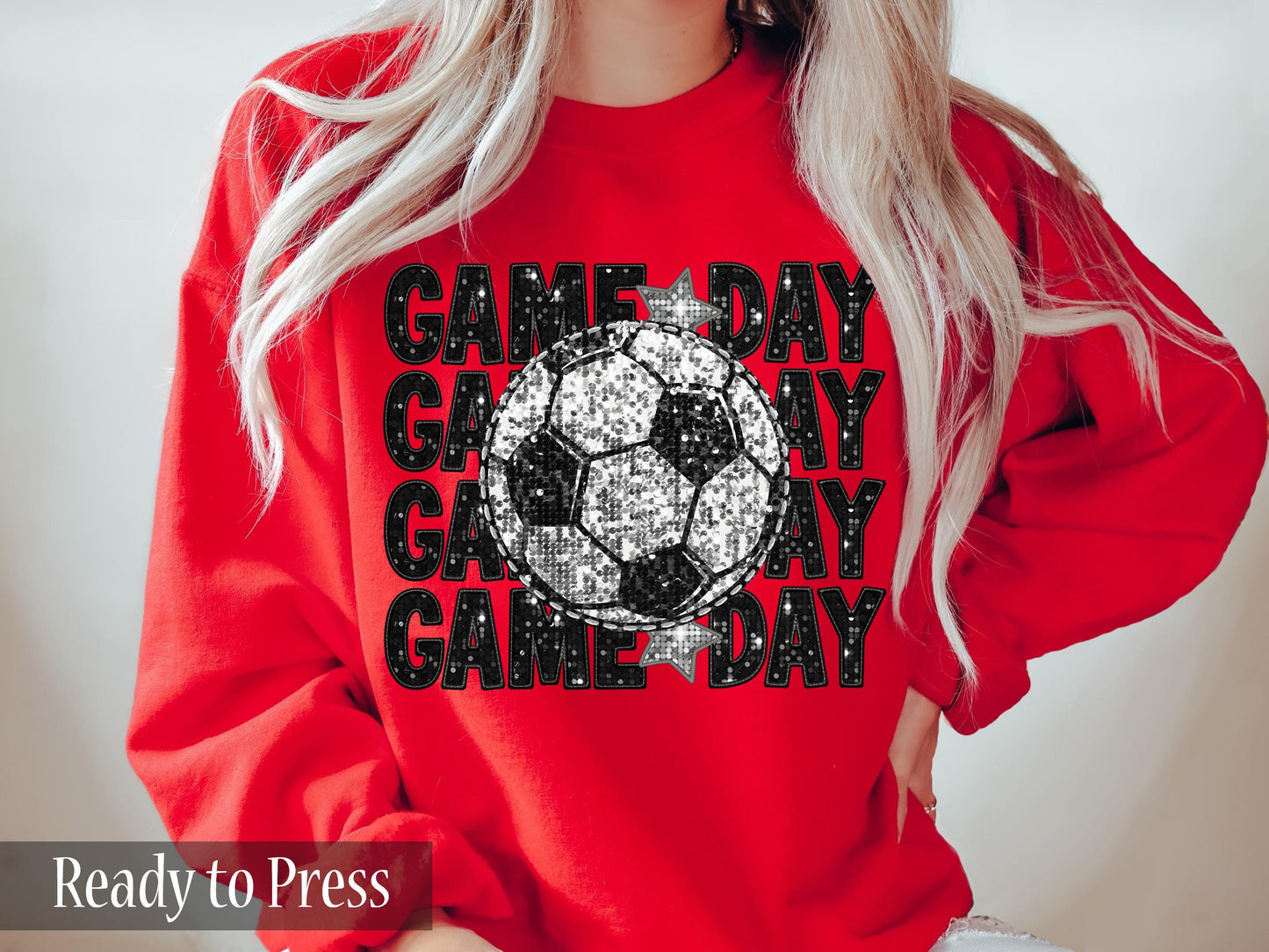 Stacked Faux Glitter Soccer Game Day - Ready to Press DTF Transfers