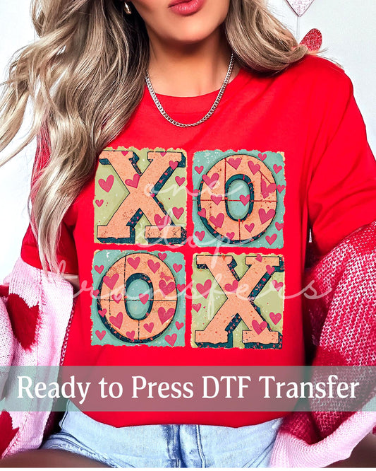 Distressed XOXO Valentine's Day Color Blocks - Ready to Press DTF Transfers