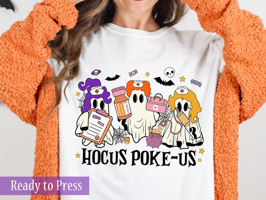 Halloween Nurse Poke Us Phlebotomist Ghosts - Ready to Press DTF Transfers