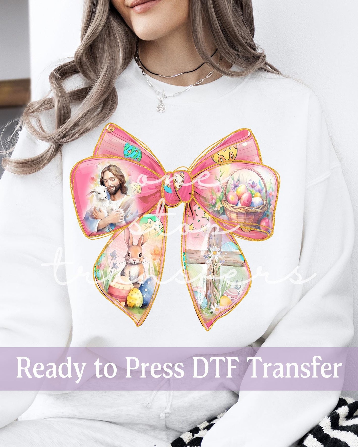 Coquette He Is Risen Easter Bow - Ready to Press DTF Transfers