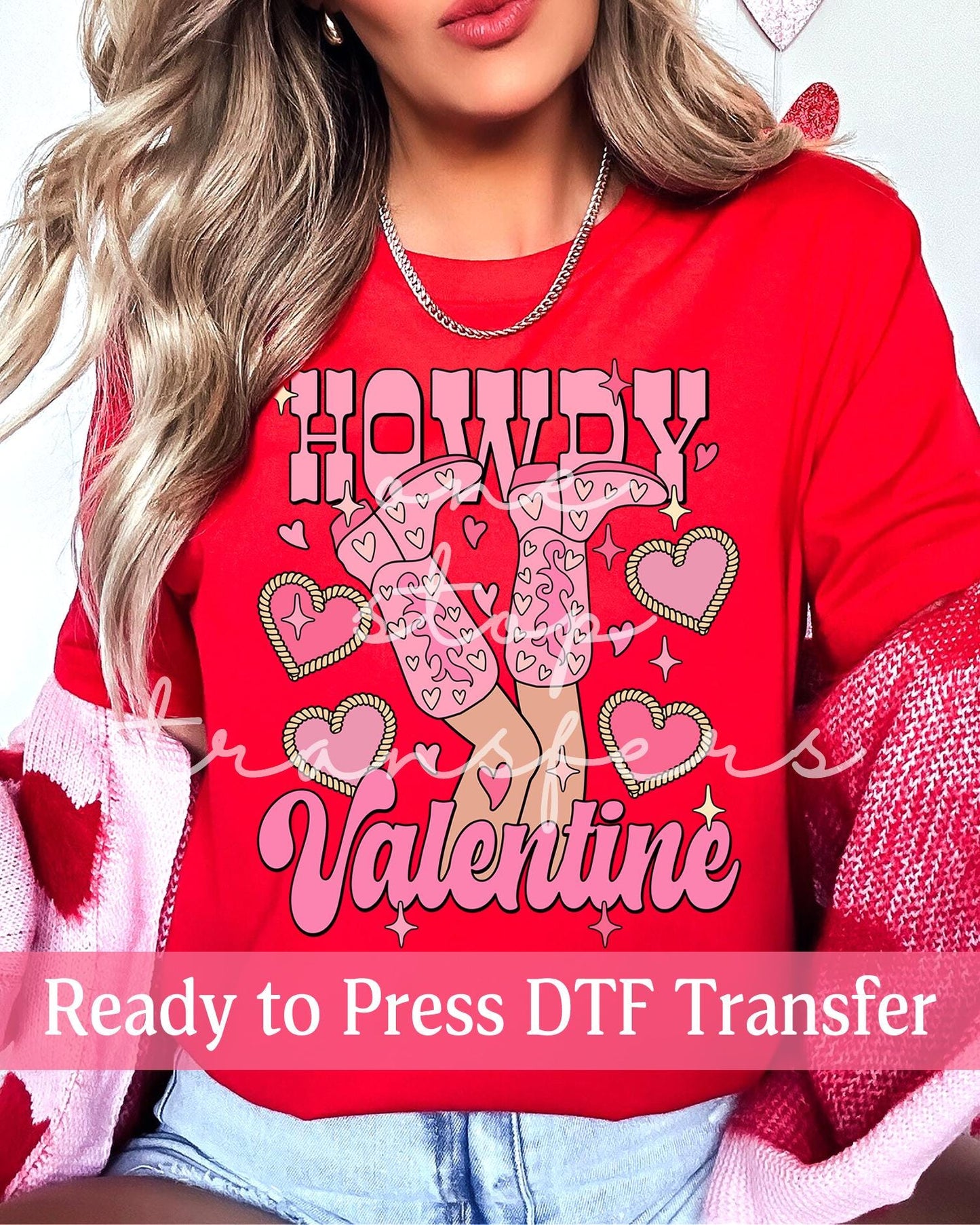 Valentine's Day Howdy Valentine Cowgirl Boots - Ready to Press DTF Transfers