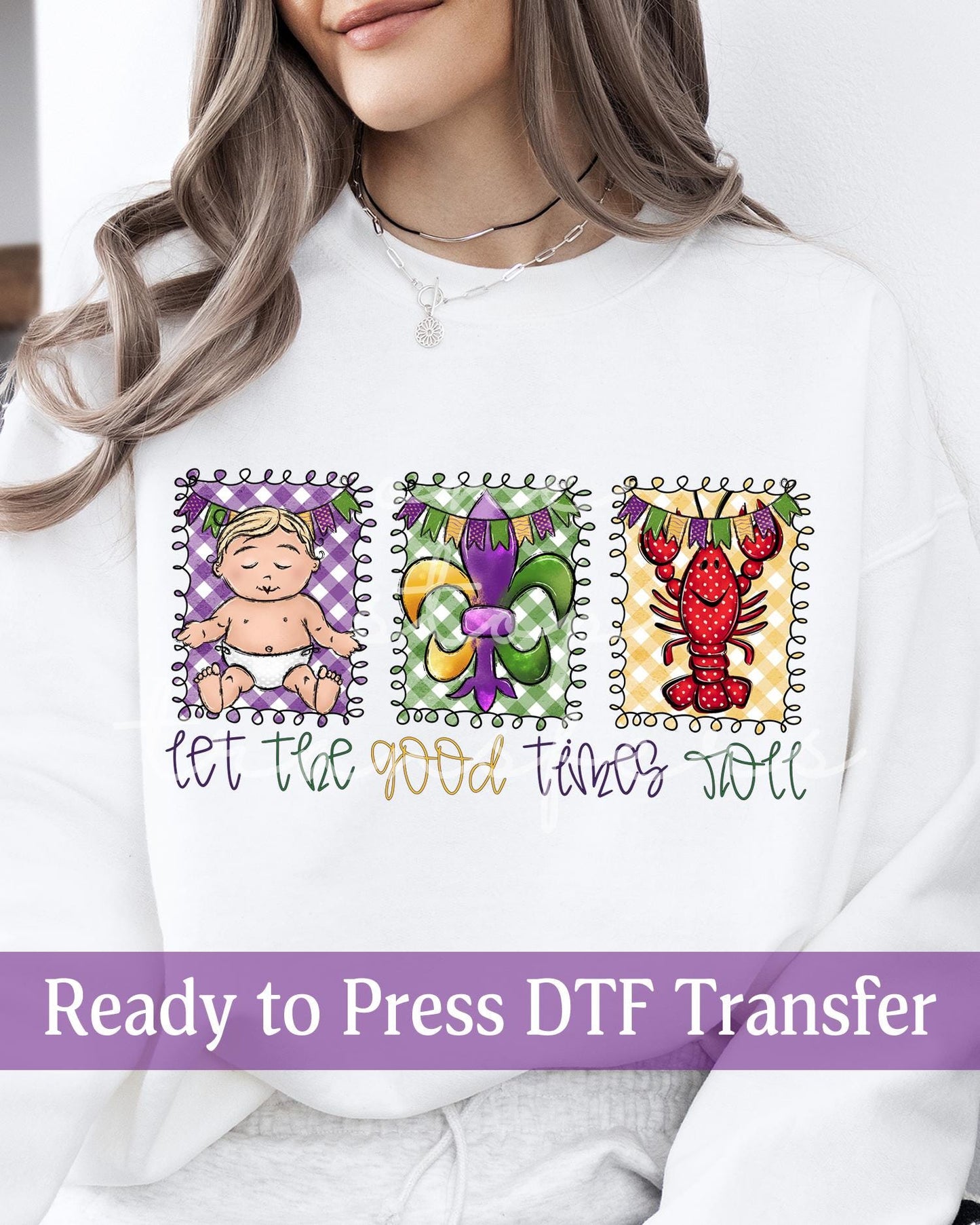 Mardi Gras Let The Good Times Roll Preppy Plaid Panels - Ready to Press DTF Transfers