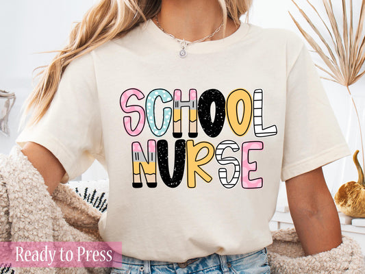 Preppy Dots and Stripes School Nurse Doodle - Ready to Press DTF Transfers