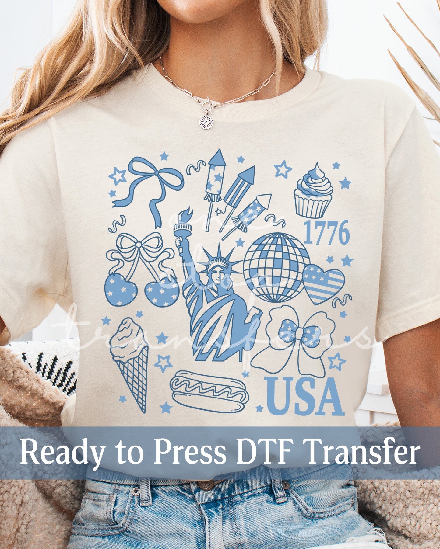 Preppy Blue Independence Day - Ready to Press DTF Transfers