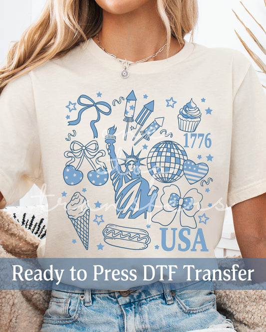 Preppy Blue Independence Day - Ready to Press DTF Transfers