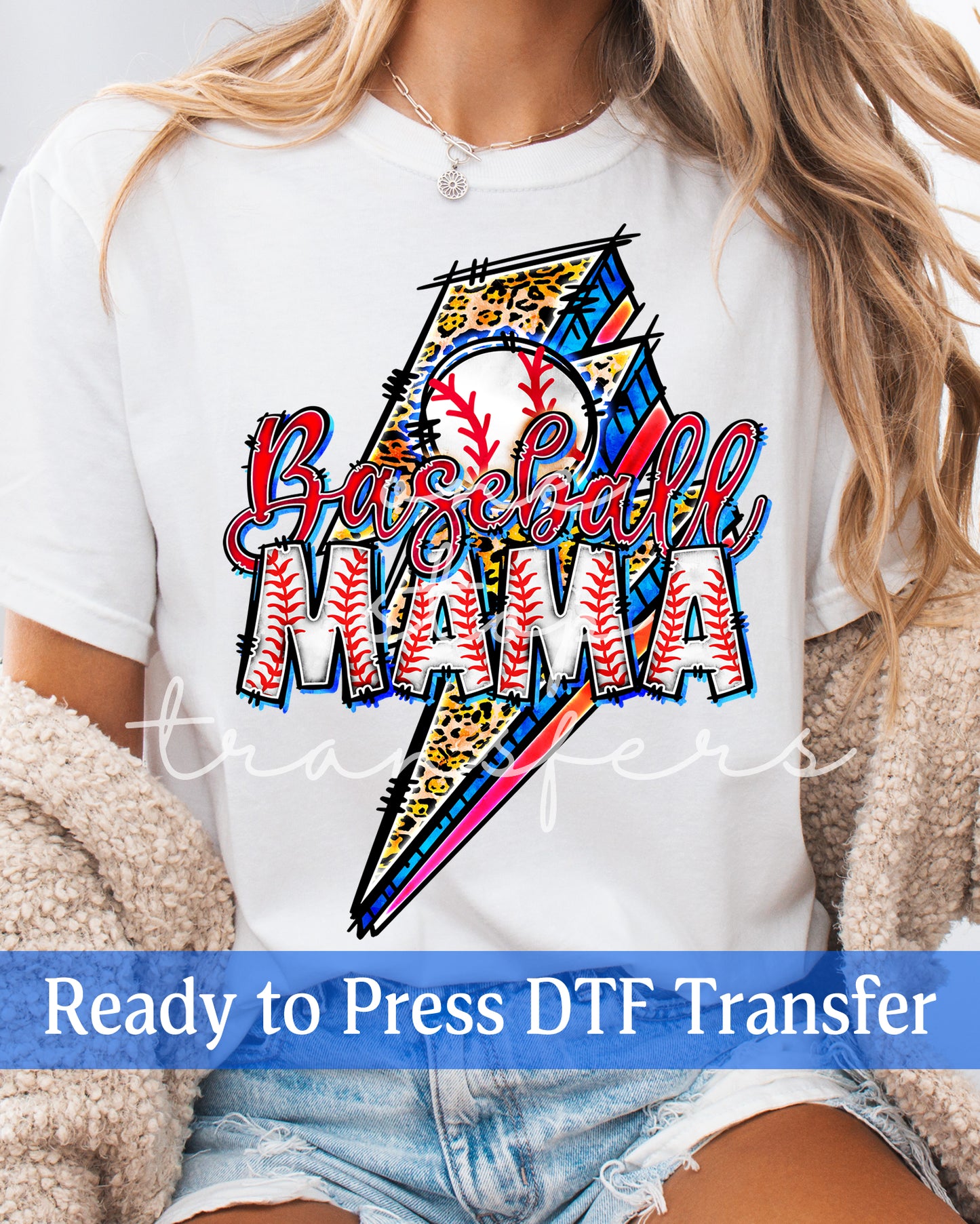 Baseball Mama Leopard Lightning Bolt - Ready to Press DTF Transfers