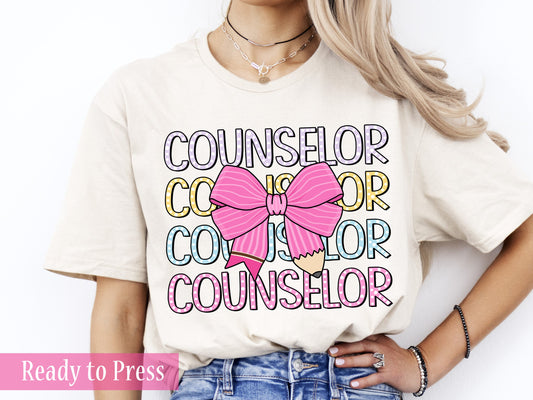 Coquette Stacked School Counselor - Ready to Press DTF Transfers