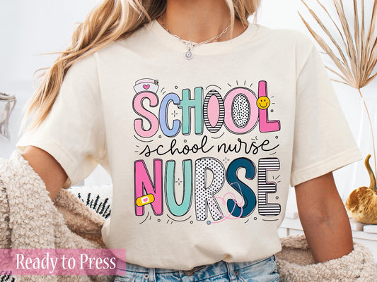Cute School Nurse Doodle - Ready to Press DTF Transfers