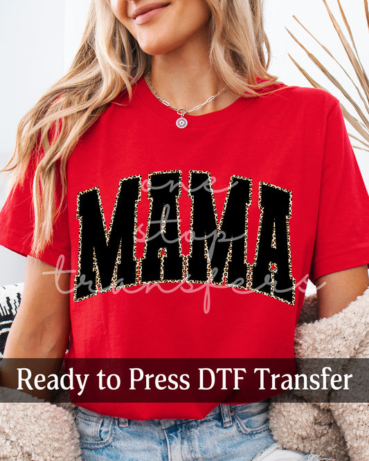 Black Leopard Outline MAMA - Ready to Press DTF Transfers
