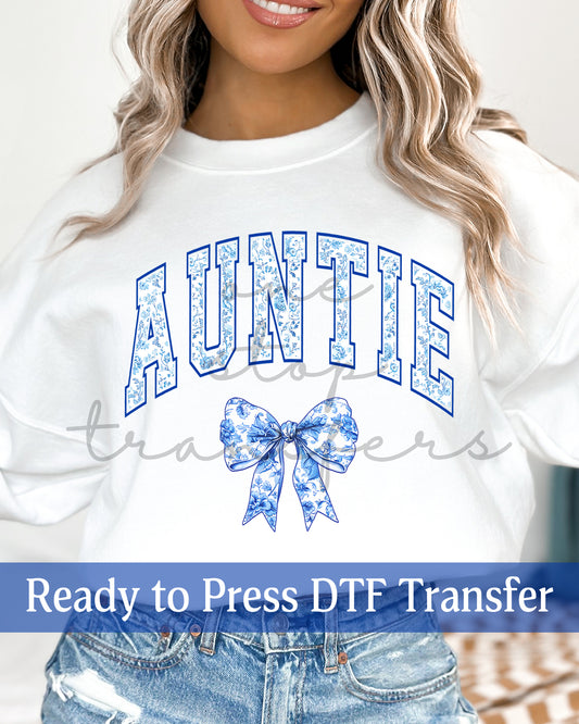 Blue Chinoiserie Coquette Auntie - Ready to Press DTF Transfers