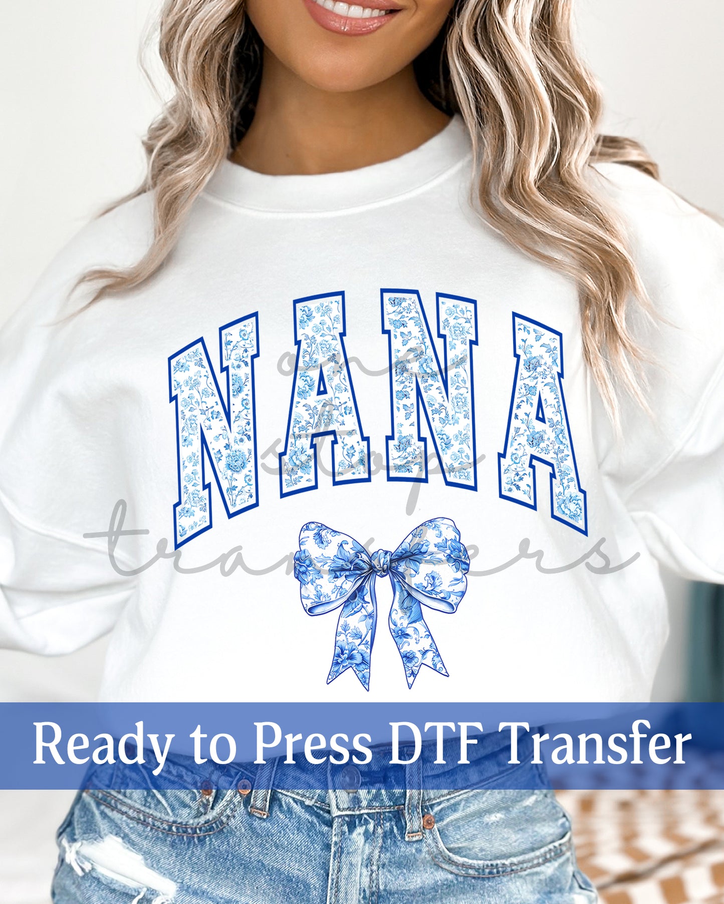 Blue Chinoiserie Coquette Nana, Mimi, Gigi - Ready to Press DTF Transfers