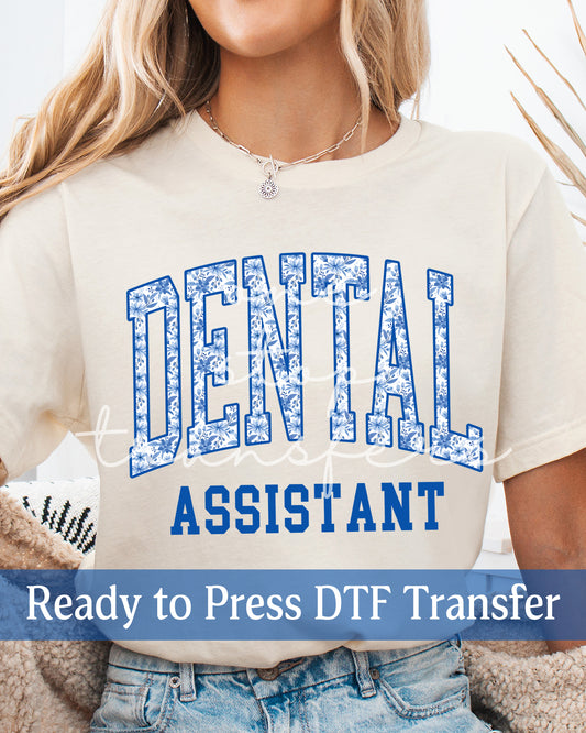 Blue Chinoiserie Dental Assistant - Ready to Press DTF Transfers