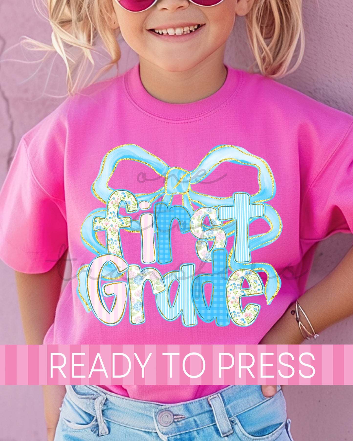 Pre-K - 4th Grade Blue Coquette School Grades - Ready to Press DTF Transfers