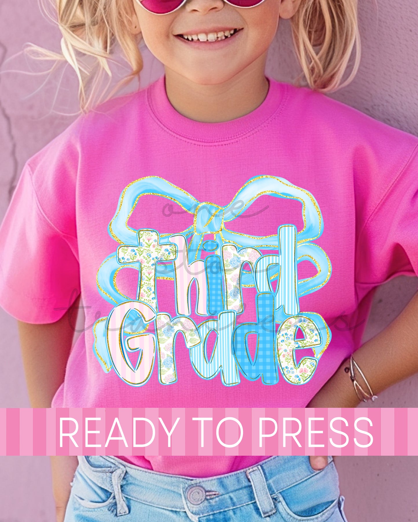 Pre-K - 4th Grade Blue Coquette School Grades - Ready to Press DTF Transfers