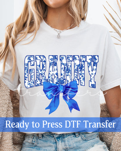 Blue Varsity Chinoiserie Granny, Mimi - Ready to Press DTF Transfers