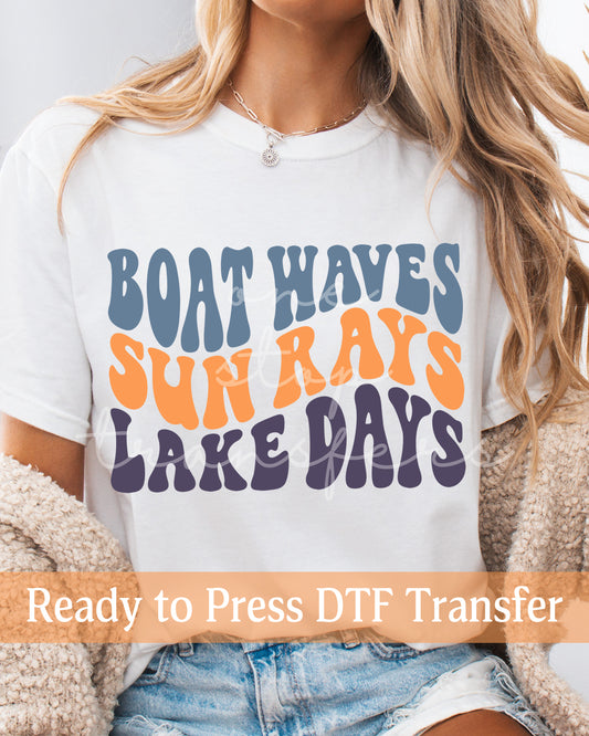 Boat Waves Sun Rays Lake Days - Ready to Press DTF Transfers