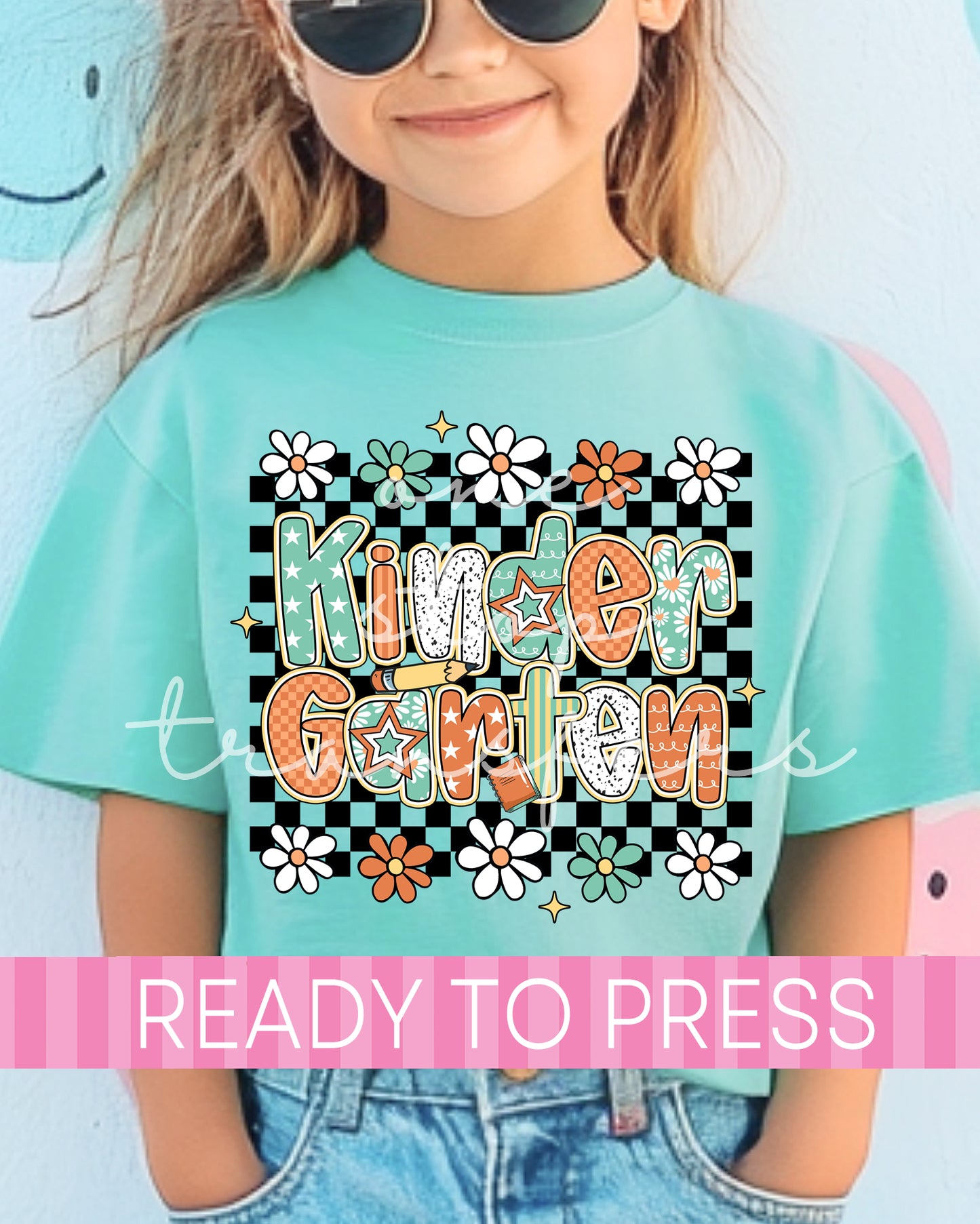 Pre-K - 4th Grade Boho Floral Checker School Grades - Ready to Press DTF Transfers