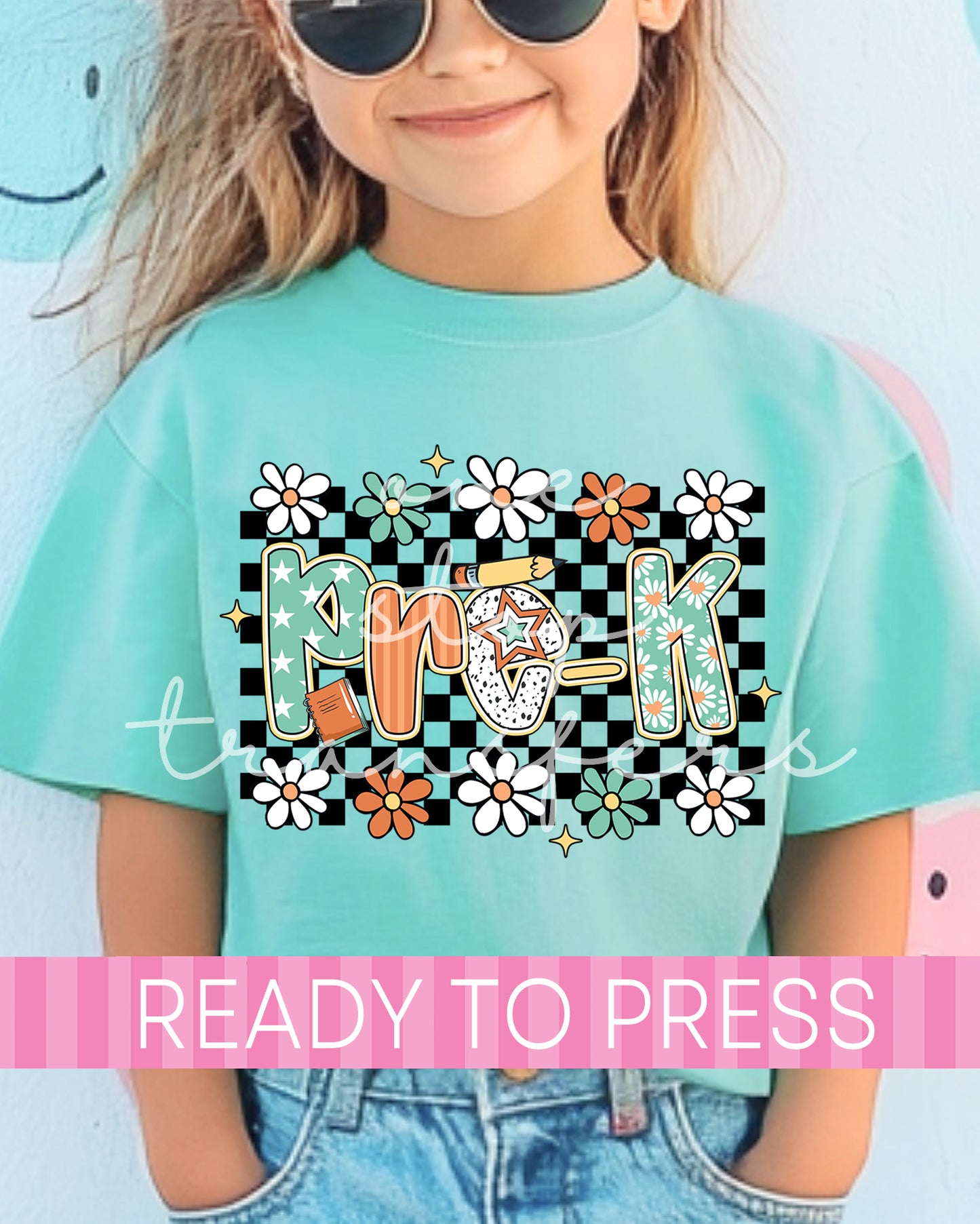 Pre-K - 4th Grade Boho Floral Checker School Grades - Ready to Press DTF Transfers