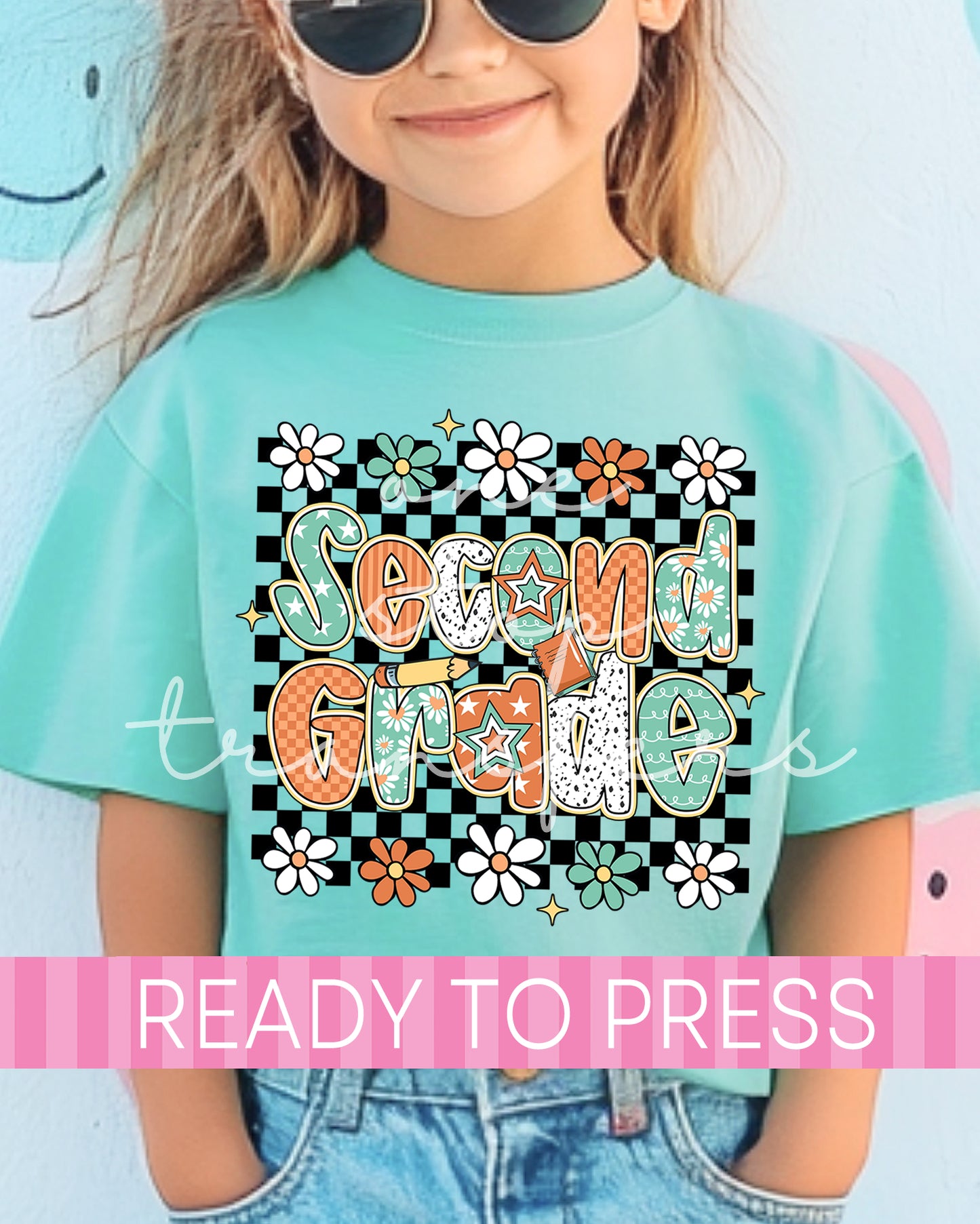 Pre-K - 4th Grade Boho Floral Checker School Grades - Ready to Press DTF Transfers