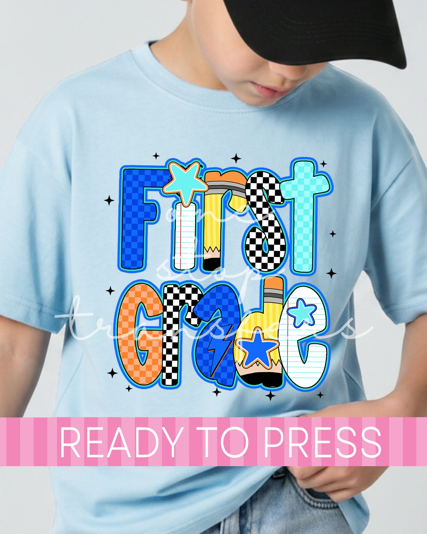 Pre-K - 4th Grade Blue Orange Checker School Grades - Ready to Press DTF Transfers