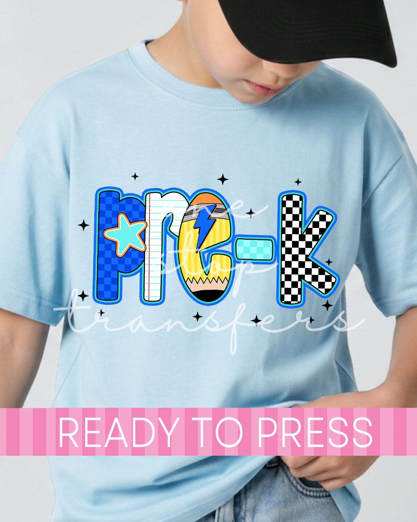 Pre-K - 4th Grade Blue Orange Checker School Grades - Ready to Press DTF Transfers