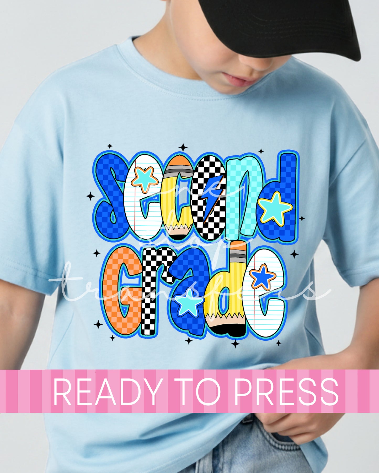 Pre-K - 4th Grade Blue Orange Checker School Grades - Ready to Press DTF Transfers