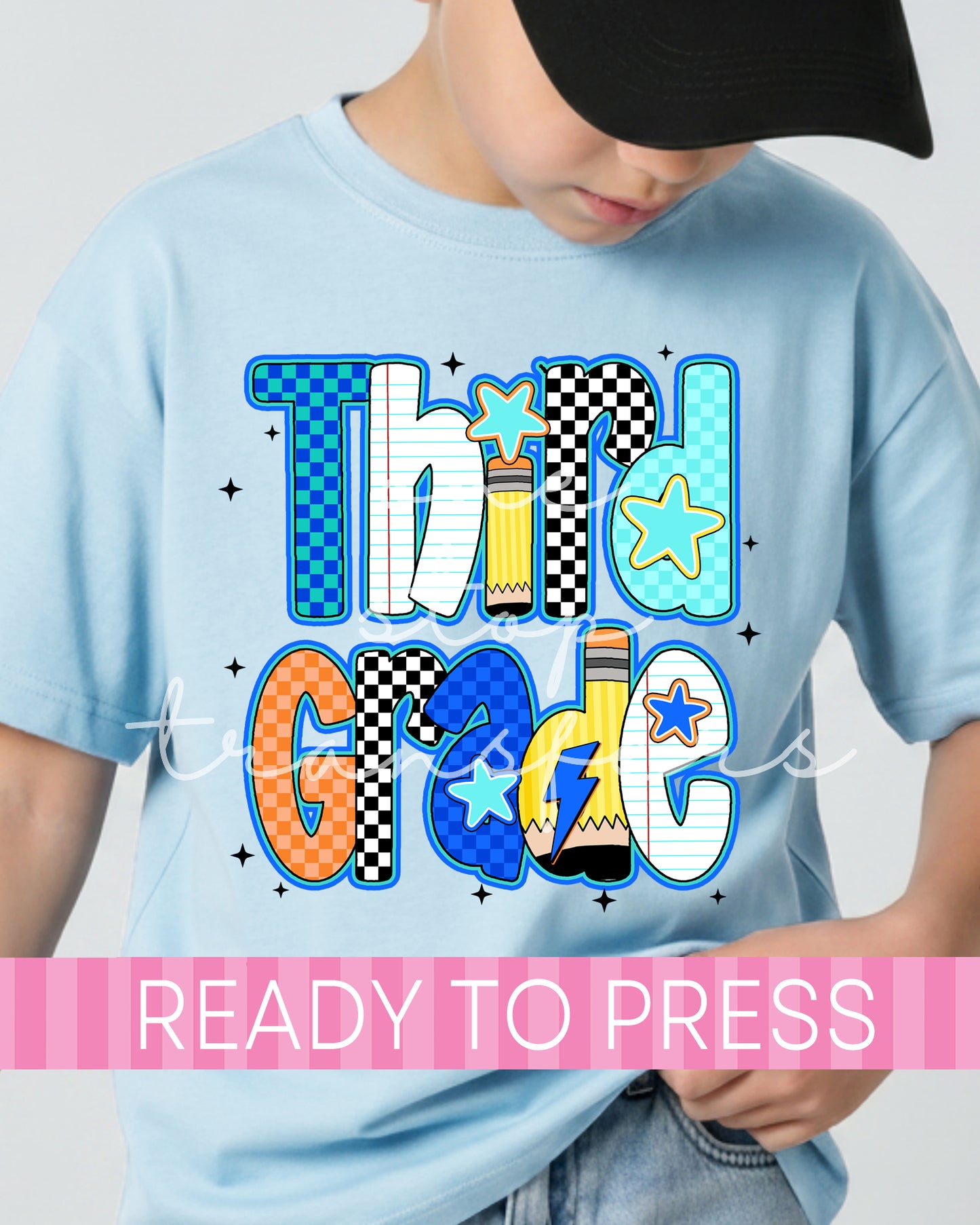 Pre-K - 4th Grade Blue Orange Checker School Grades - Ready to Press DTF Transfers