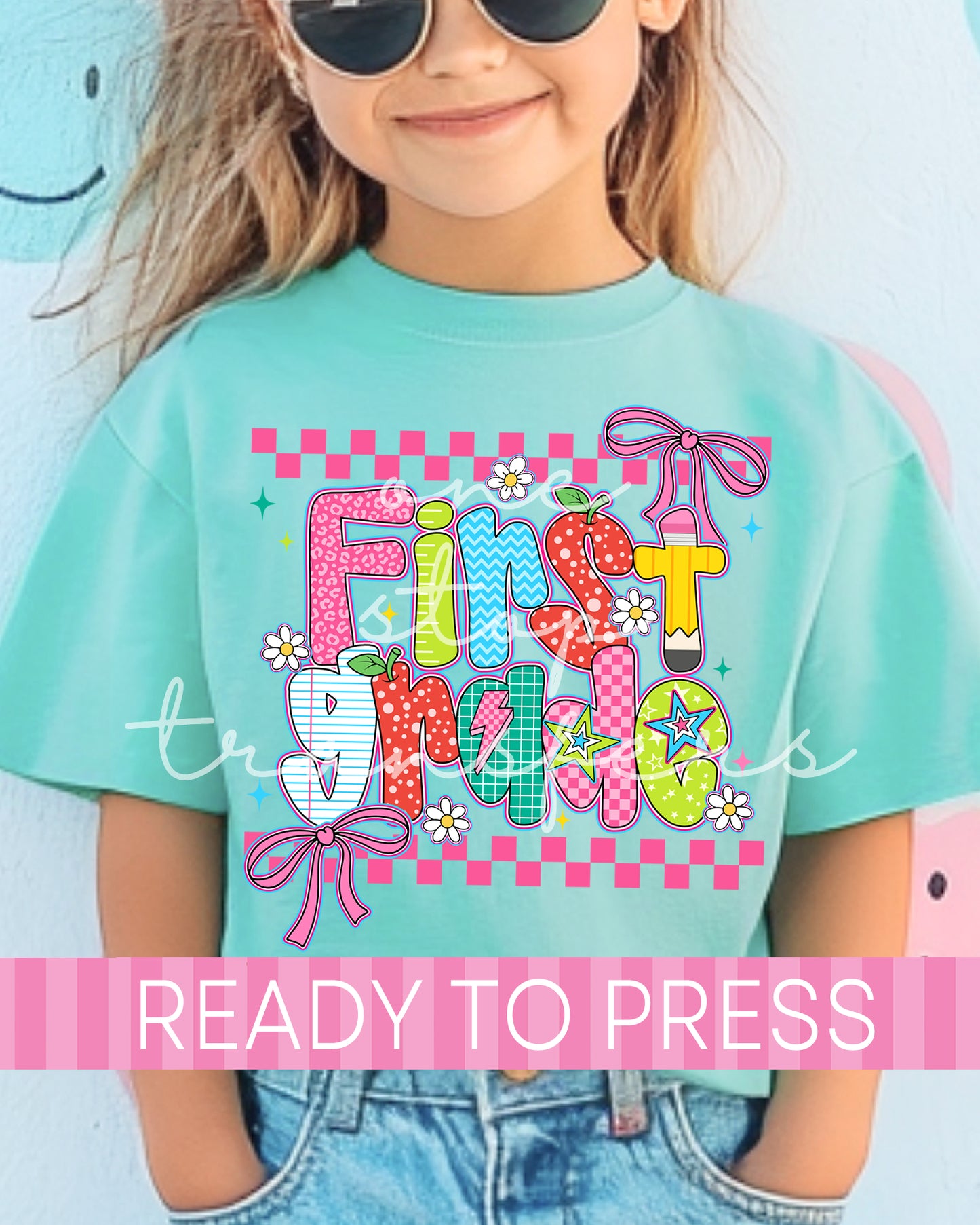 Pre-K - 5th Grade Coquette Checker School Grades - Ready to Press DTF Transfers