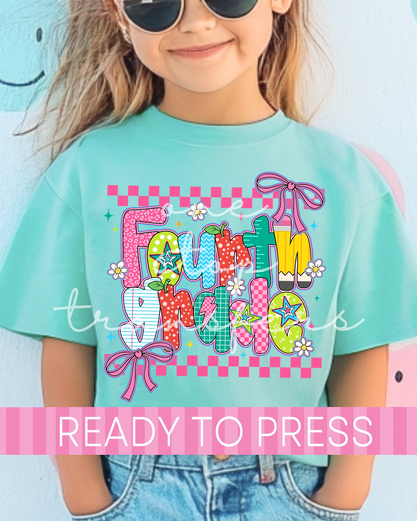 Pre-K - 5th Grade Coquette Checker School Grades - Ready to Press DTF Transfers