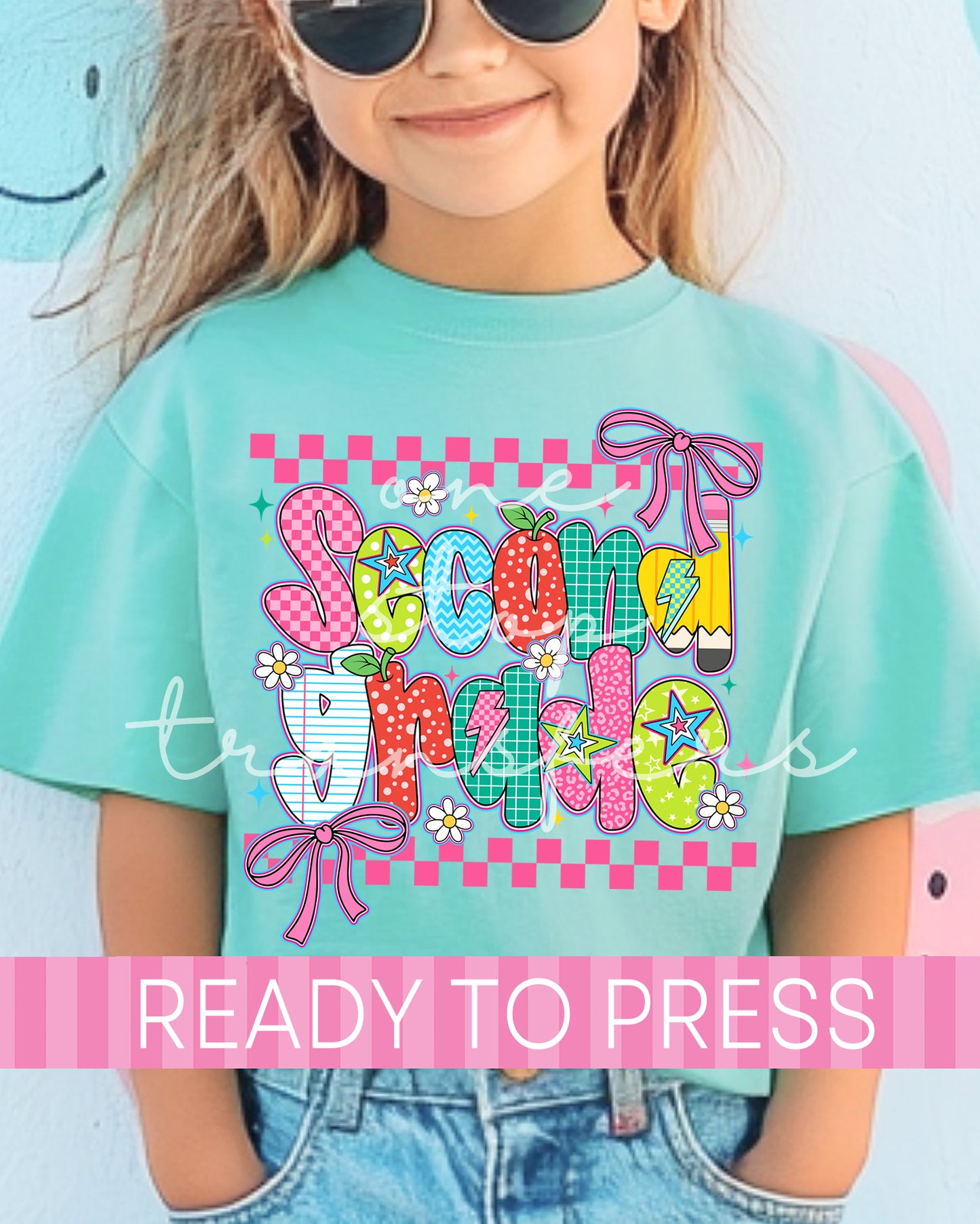 Pre-K - 5th Grade Coquette Checker School Grades - Ready to Press DTF Transfers