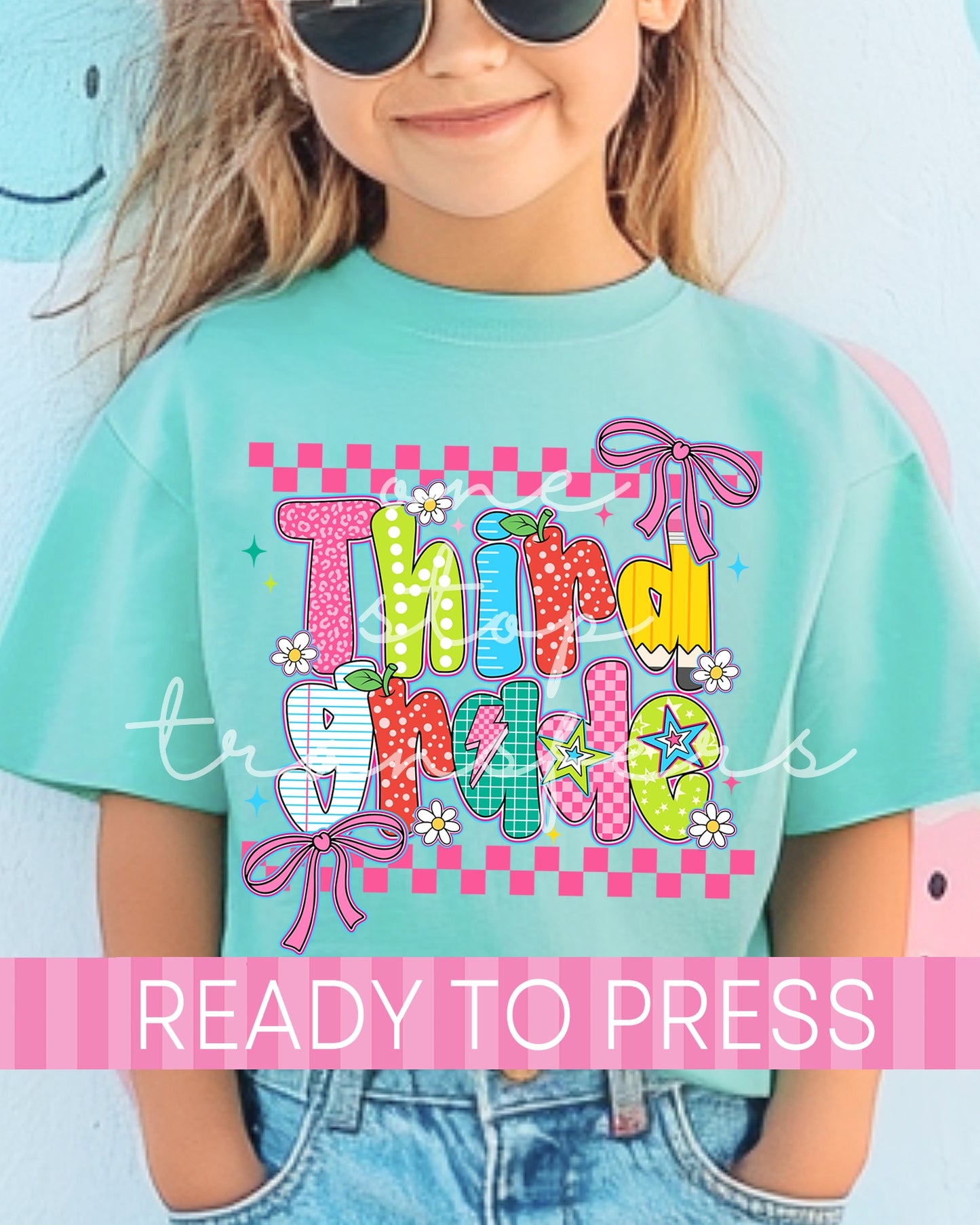 Pre-K - 5th Grade Coquette Checker School Grades - Ready to Press DTF Transfers
