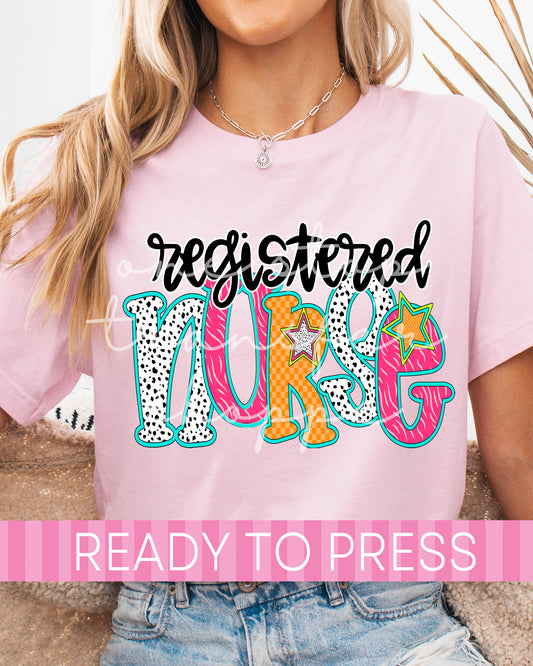 Colorful Bright Registered Nurse - Ready to Press DTF Transfers