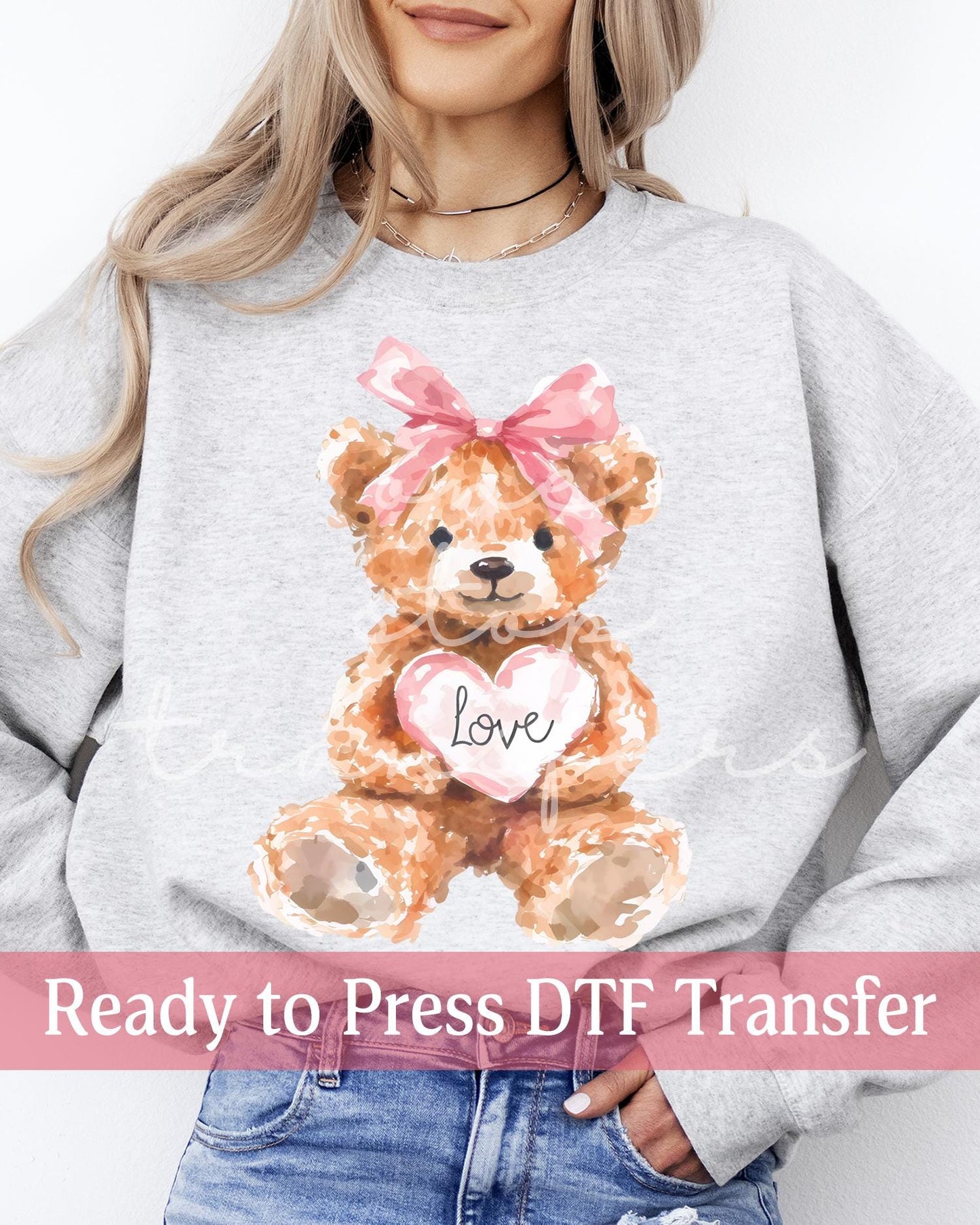 Coquette Valentine's Day Love Bear With Heart - Ready to Press DTF Transfers