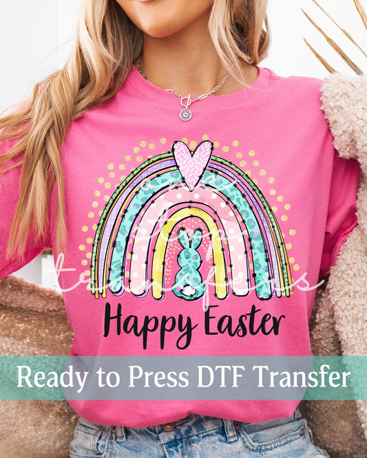 Happy Easter Bunny Pastel Rainbow - Ready to Press DTF Transfers