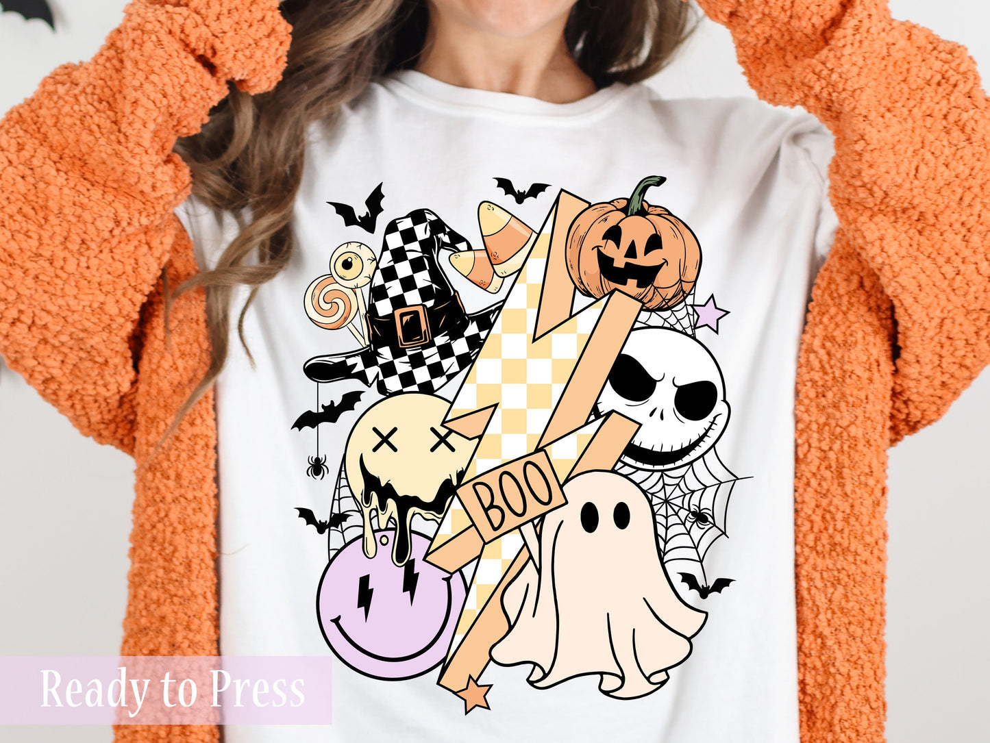 Retro Checker Halloween Smileys - Ready to Press DTF Transfers