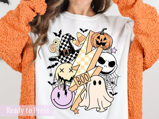 Retro Checker Halloween Smileys - Ready to Press DTF Transfers