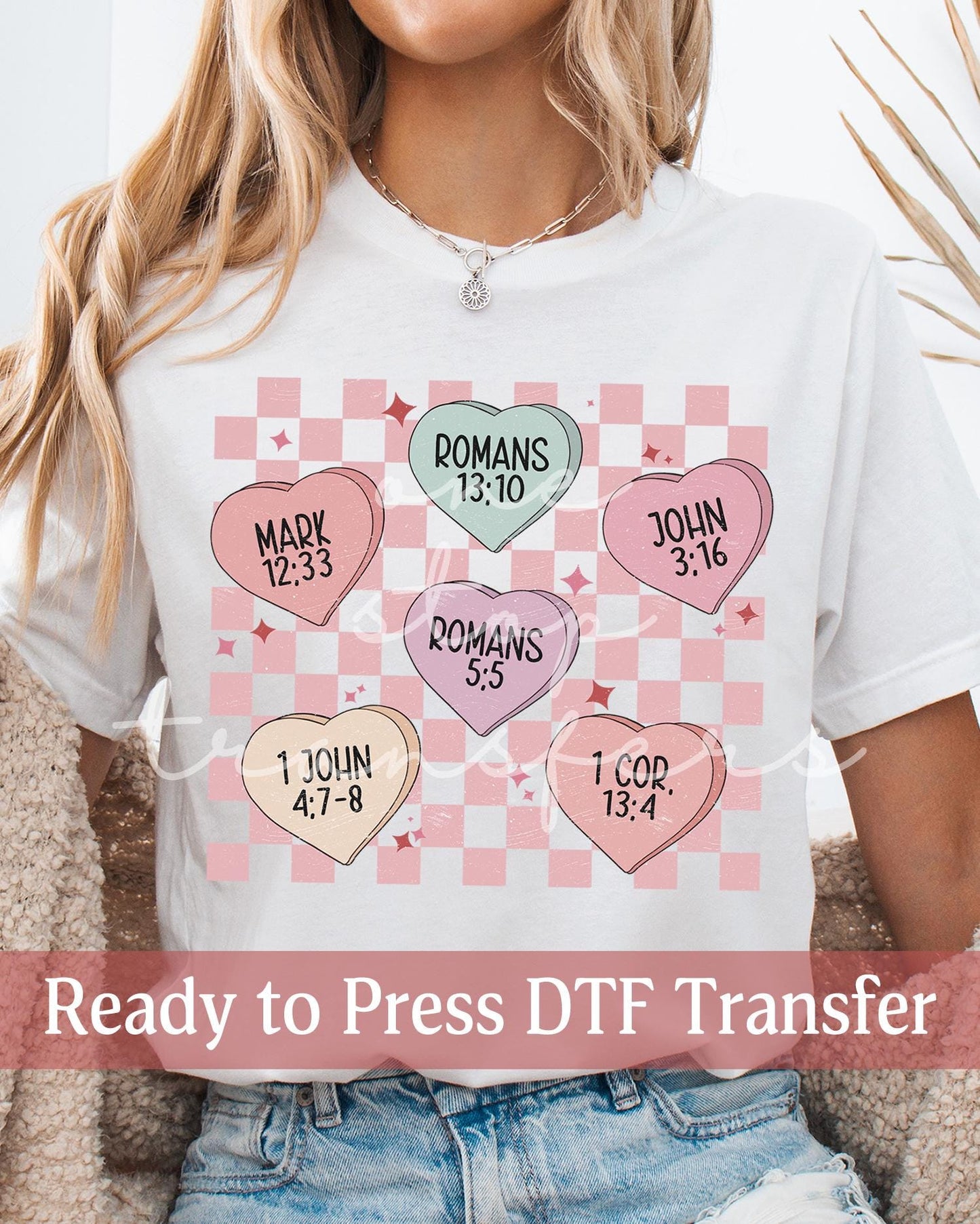 Valentine's Day Bible Verse Conversation Hearts - Ready to Press DTF Transfers