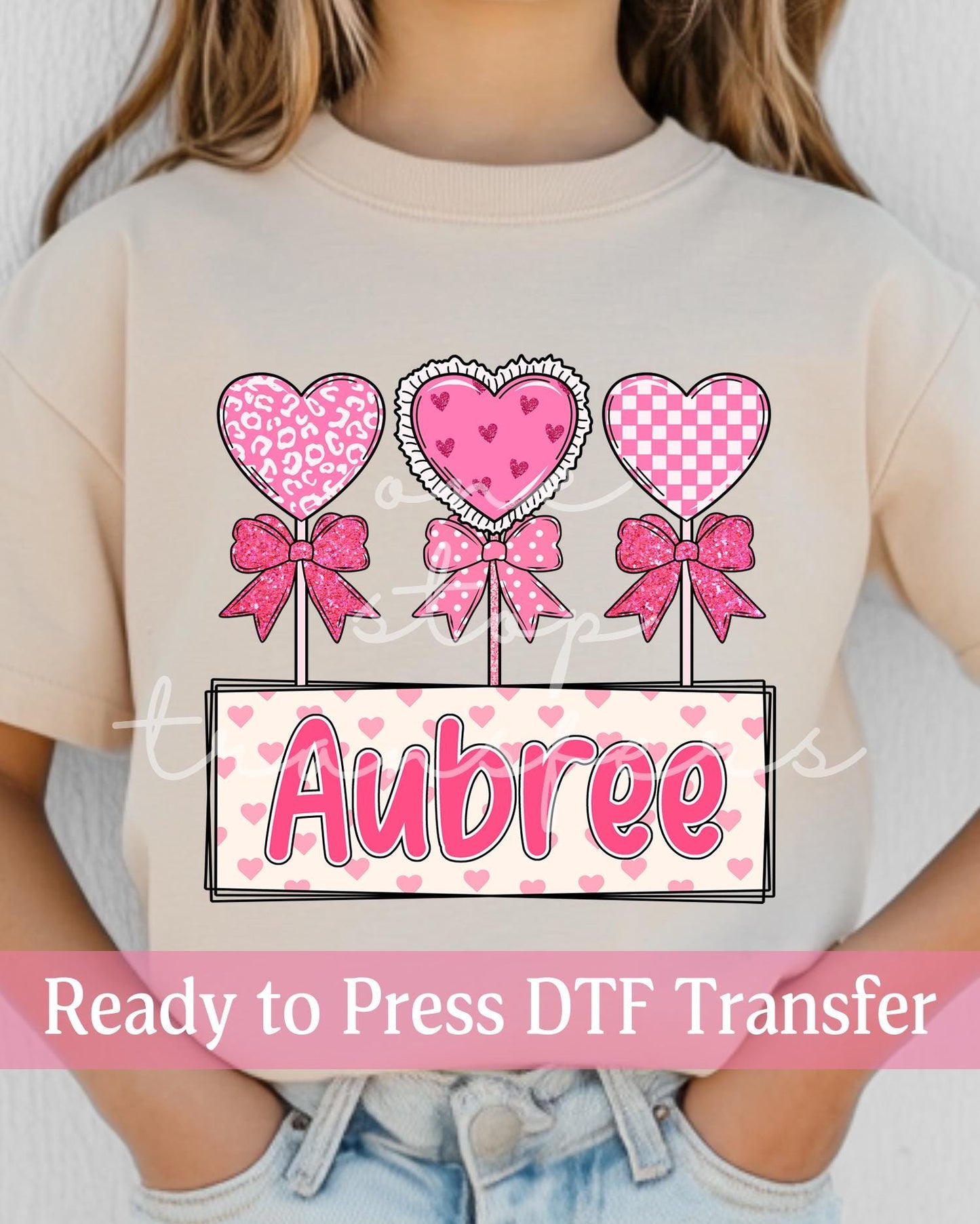 Valentine's Day Custom Name Lollipop Valentine Hearts - Ready to Press DTF Transfers