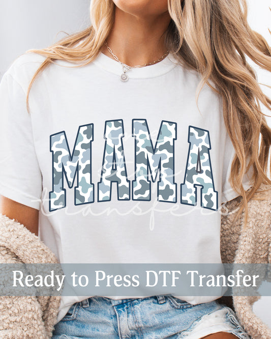 Dusty Blue Camouflage MAMA - Ready to Press DTF Transfers