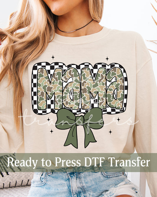 Camo Checker Coquette MAMA - Ready to Press DTF Transfers