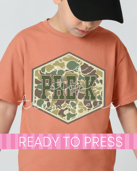 Pre-K - 4th Grade Camo Patch School Grades - Ready to Press DTF Transfers