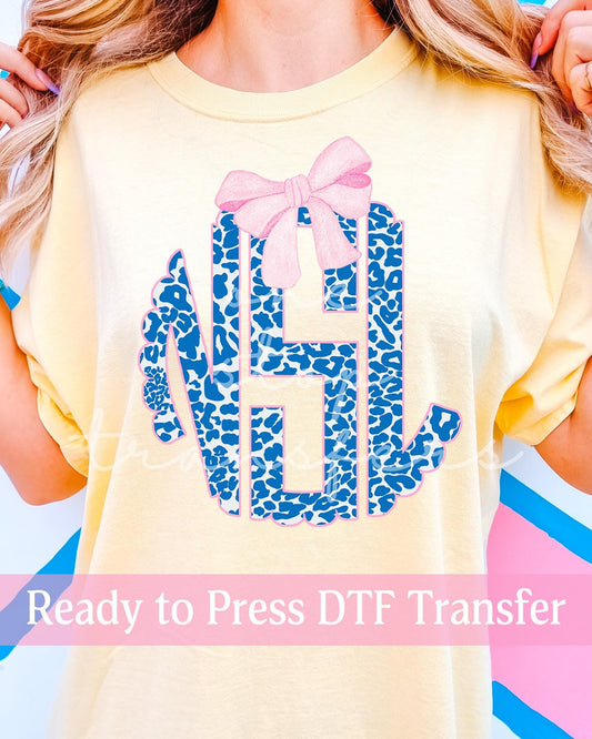 Preppy Summertime Blue Pool Water Monogram - Ready to Press DTF Transfers